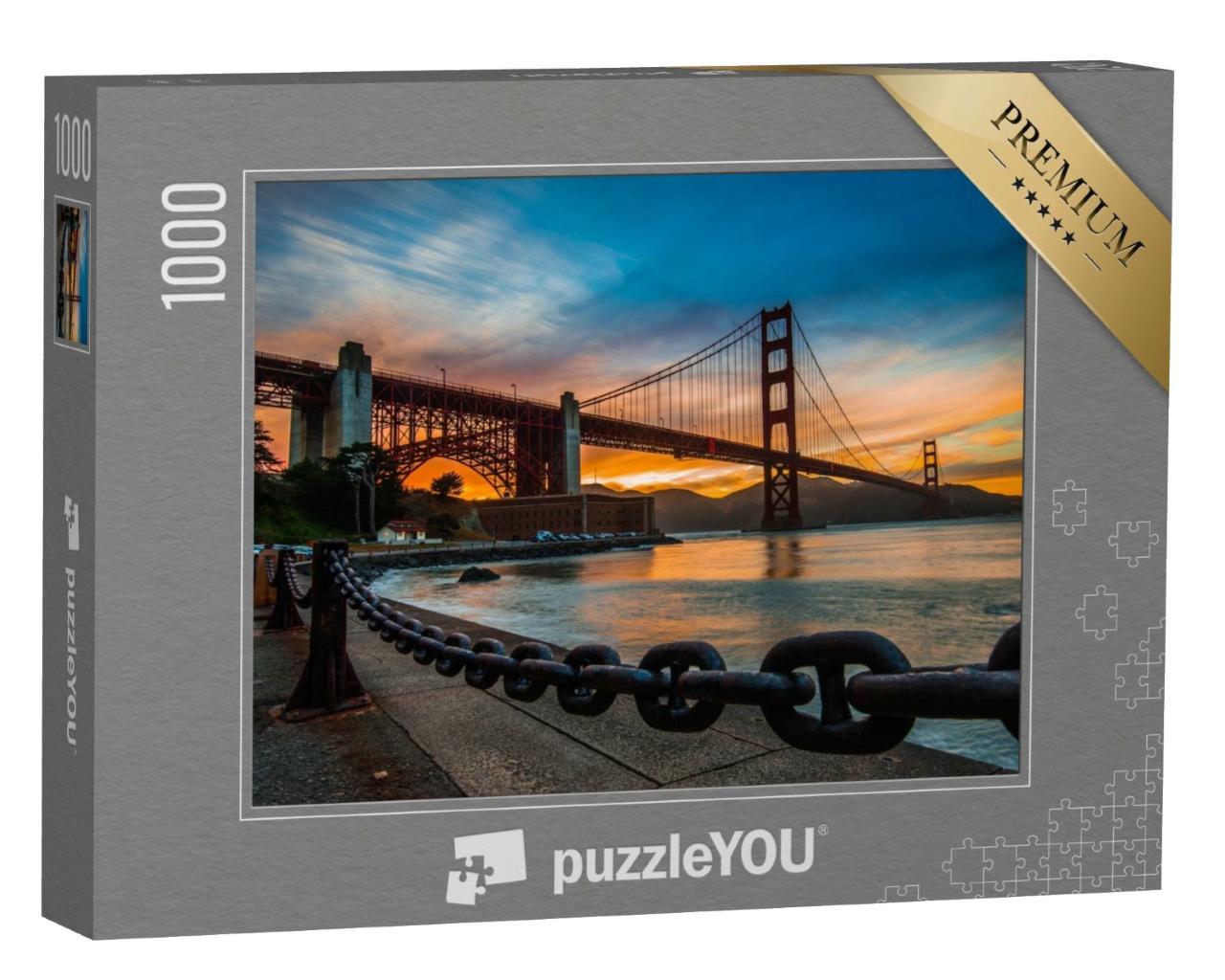 Puzzle de 1000 pièces « Lumière dorée du soir sur le Golden Gate Bridge »