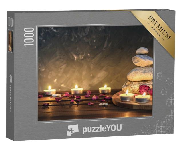 Puzzle de 1000 pièces « Pierres, bougies, aromathérapie, fleurs séchées »