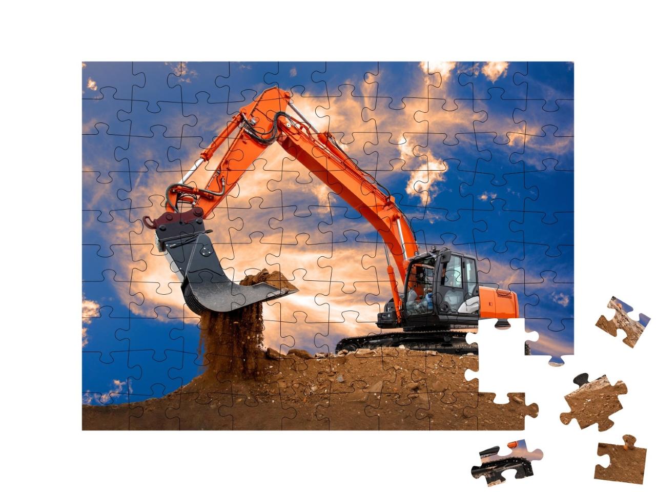 Puzzle de 100 pièces « Pelleteuse au travail sur un chantier »