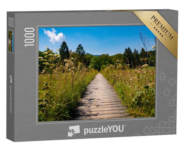 Puzzle de 1000 pièces « Sentier de randonnée en bois à travers les Alpes bavaroises »