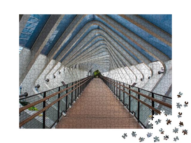 Puzzle de 1000 pièces « Pont piétonnier dans le centre de Jakarta »