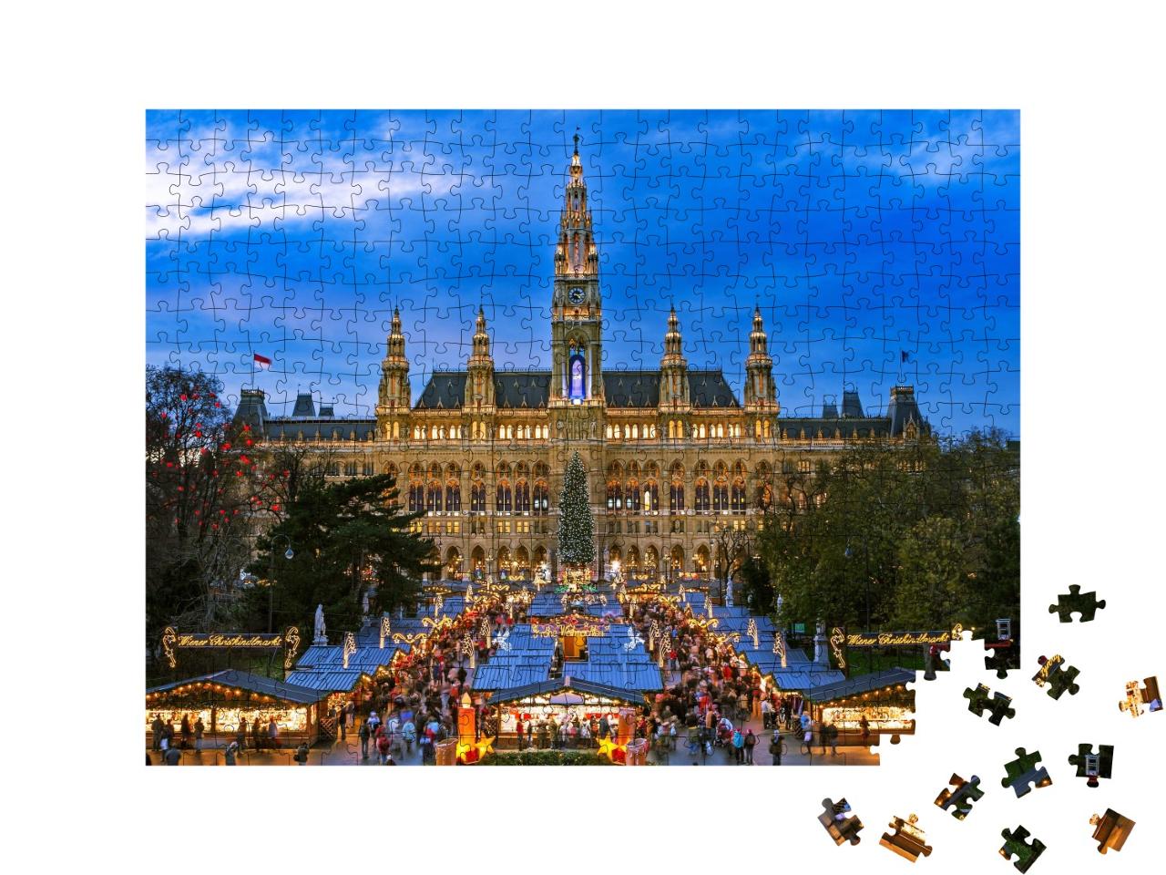 Puzzle de 500 pièces « Marché de Noël à Vienne, motif hivernal »