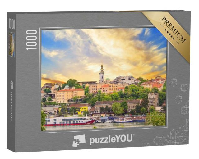 Puzzle de 1000 pièces « Belle vue sur le centre historique de Belgrade, sur les rives de la Sava, Serbie »