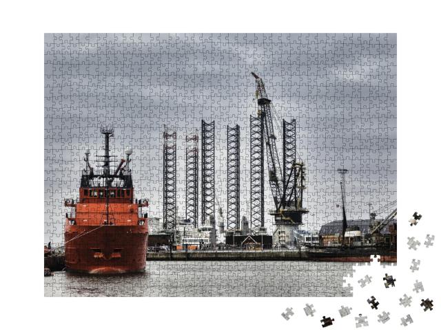 Puzzle de 1000 pièces « Port offshore à Esbjerg, Danemark »