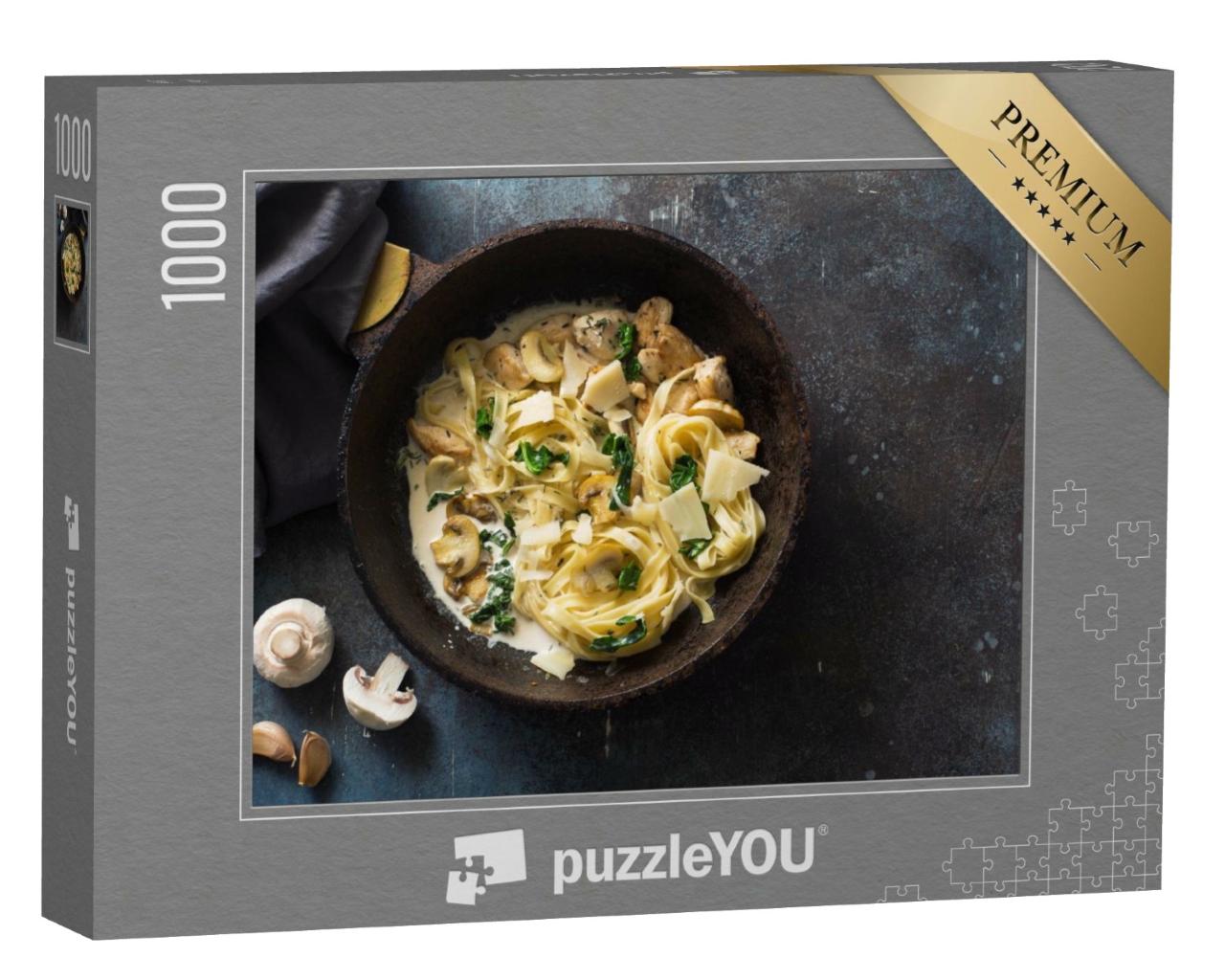 Puzzle de 1000 pièces « Fettuccini italiens aux champignons et aux épinards »