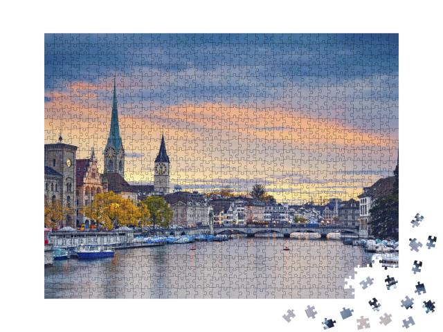 Puzzle de 1000 pièces « Zurich le soir »