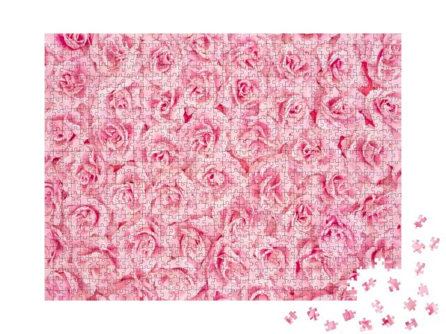 Puzzle de 1000 pièces « Fond d'écran avec des roses roses »