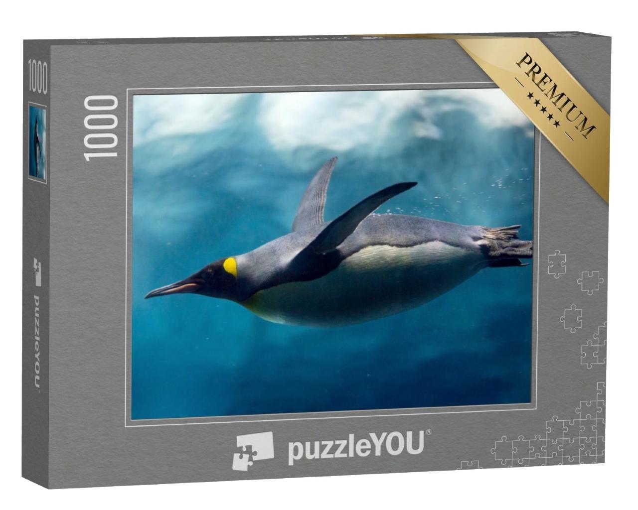 Puzzle de 1000 pièces « Photo sous-marine : des pingouins plongent sous la glace »