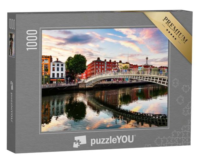 Puzzle de 1000 pièces « Magnifique coucher de soleil sur le pont Ha'penny, Dublin, Irlande »