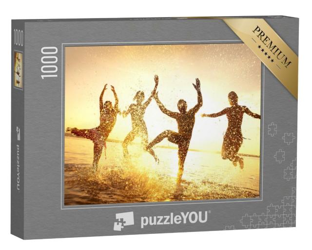 Puzzle de 1000 pièces « Danser dans les vagues sur la plage en été »