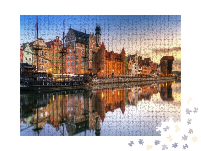 Puzzle de 1000 pièces « Gdansk, sur la belle rivière Motlawa, Pologne »
