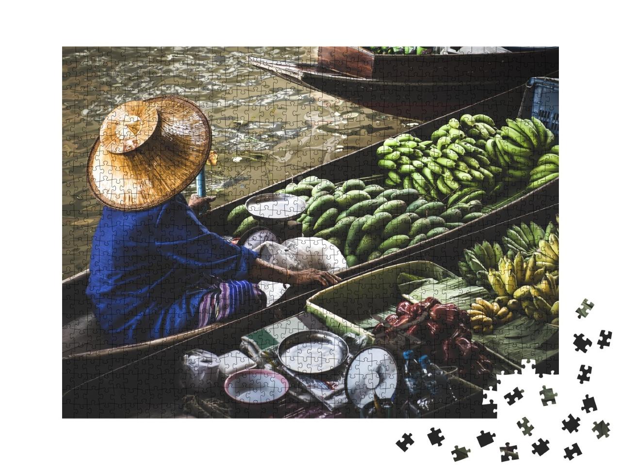 Puzzle de 1000 pièces « Exotique : le marché flottant de Damnoen Saduak »