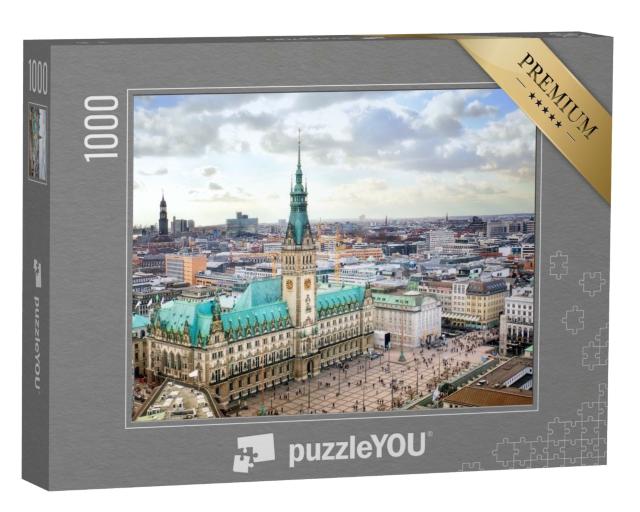 Puzzle de 1000 pièces « Impressionnant hôtel de ville de Hambourg, Allemagne »