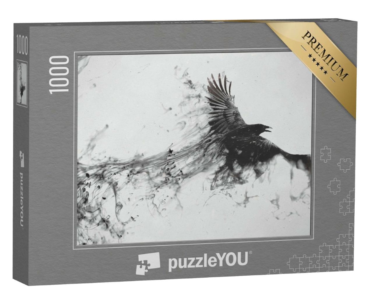 Puzzle de 1000 pièces « Le vol d'un corbeau noir »