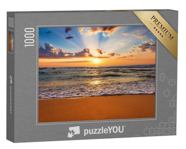 Puzzle de 1000 pièces « Coucher de soleil sur le rivage de la mer »