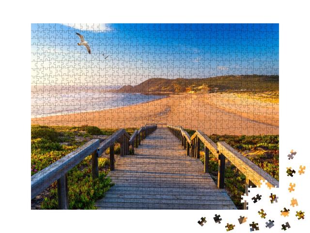 Puzzle de 1000 pièces « Holzsteg zum Strand Praia da Amoreira, Algarve, Portugal »