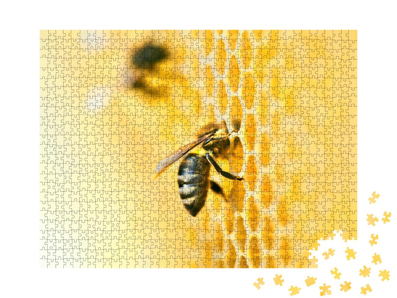 Puzzle de 1000 pièces « Une ruche avec un nid d'abeilles et des abeilles »