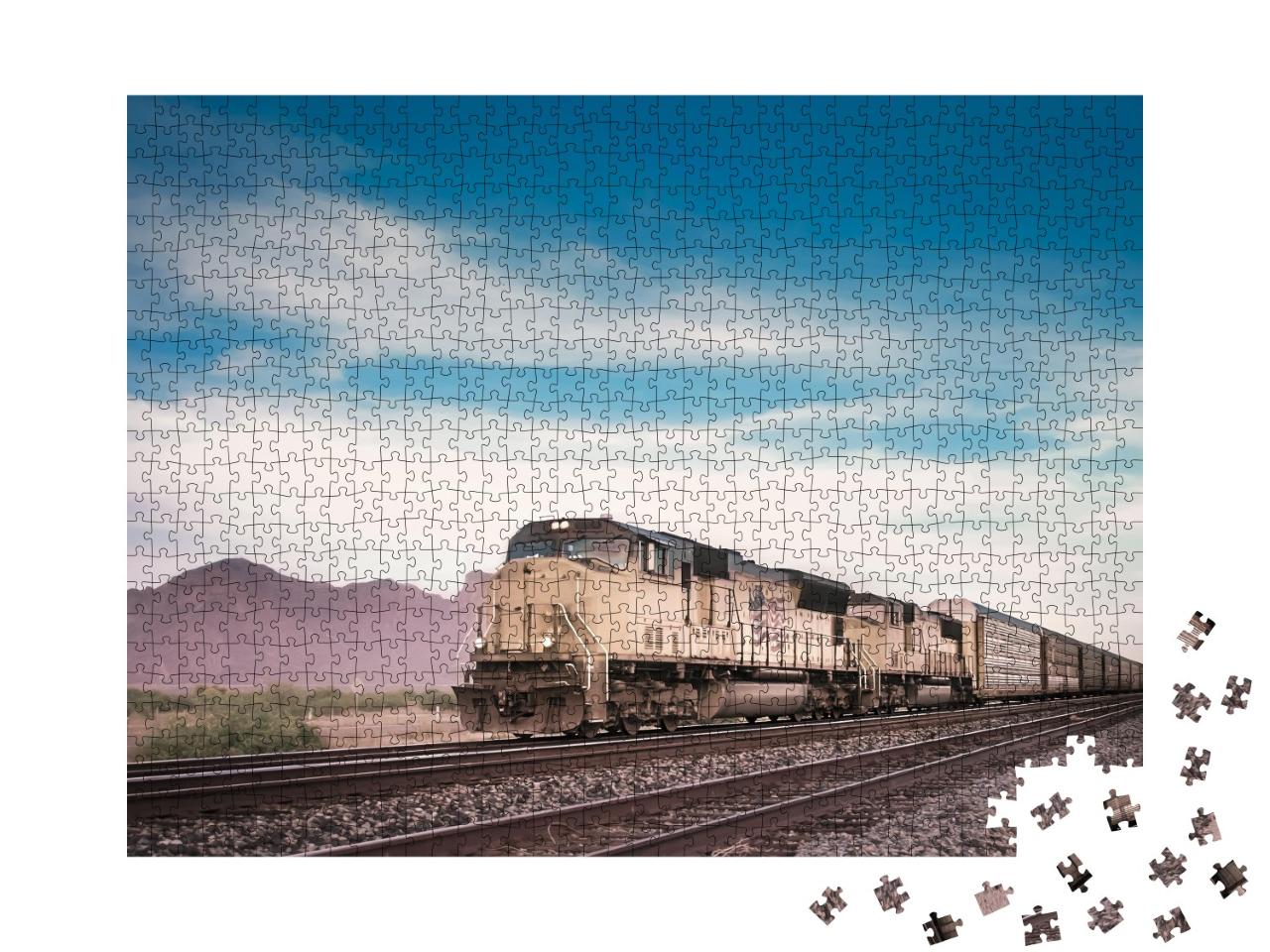 Puzzle de 1000 pièces « Locomotive de train de marchandises en Arizona, USA »