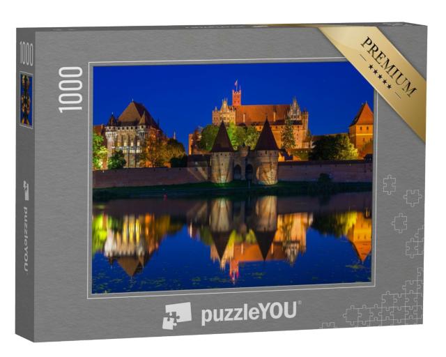 Puzzle de 1000 pièces « Château de Malbork au-dessus de la rivière Nogat la nuit, Pologne »