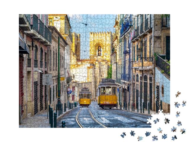 Puzzle de 1000 pièces « Tramway de la ligne 28 à Lisbonne, Portugal »