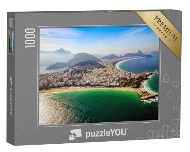 Puzzle de 1000 pièces « Vue aérienne des célèbres plages de Copacabana et d'Ipanema »