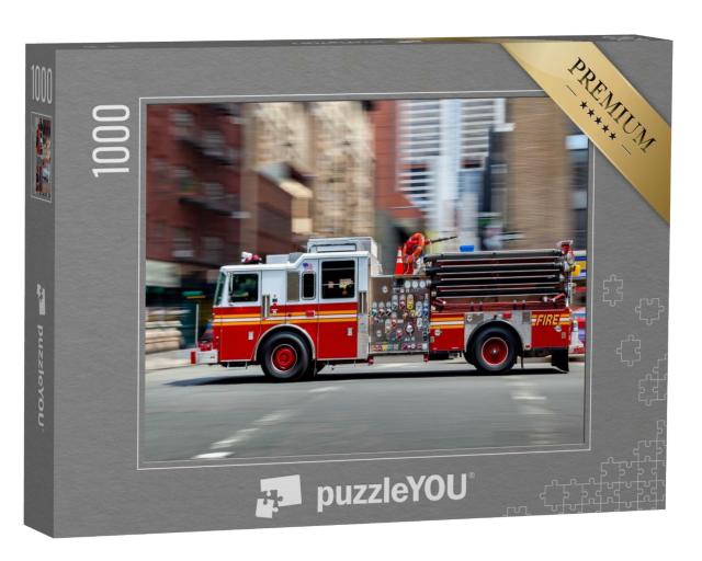 Puzzle de 1000 pièces « Camion de pompiers en route pour une intervention à NYC »