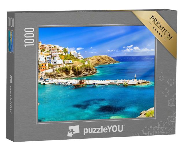 Puzzle de 1000 pièces « Port avec des navires de la marine, des bateaux et un phare, Rethymno, Crète »