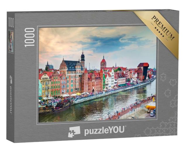 Puzzle de 1000 pièces « Vue d'en haut sur la vieille ville de Gdansk et la rivière Motlawa, Pologne »