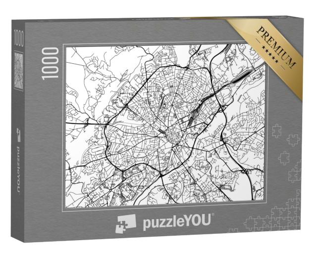 Puzzle de 1000 pièces « Plan vectoriel de Limoges en France avec des rues noires isolées sur un fond blanc. »