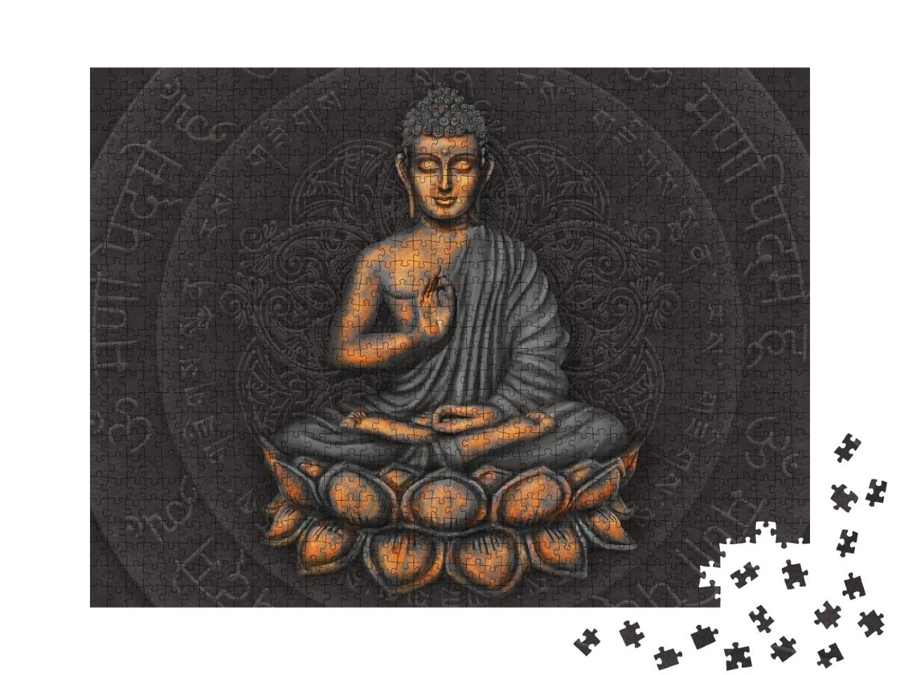 Puzzle de 1000 pièces « Le Bouddha Gautama sur fond de mantra »