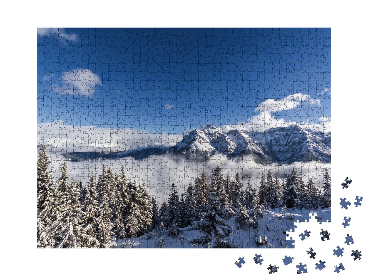 Puzzle de 1000 pièces « Paysage hivernal dans les Alpes tyroliennes au glacier de Stubai »