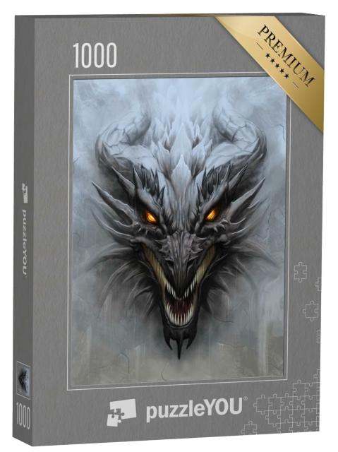 Puzzle de 1000 pièces « Tête de dragon sur la pierre grise »