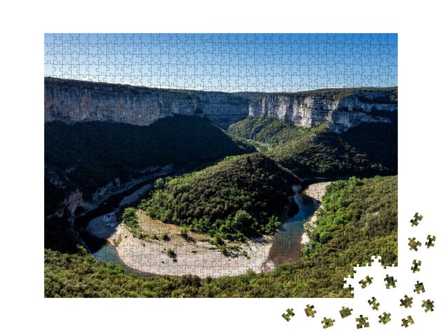 Puzzle de 1000 pièces « Panorama des gorges de l'Ardèche en France au printemps »