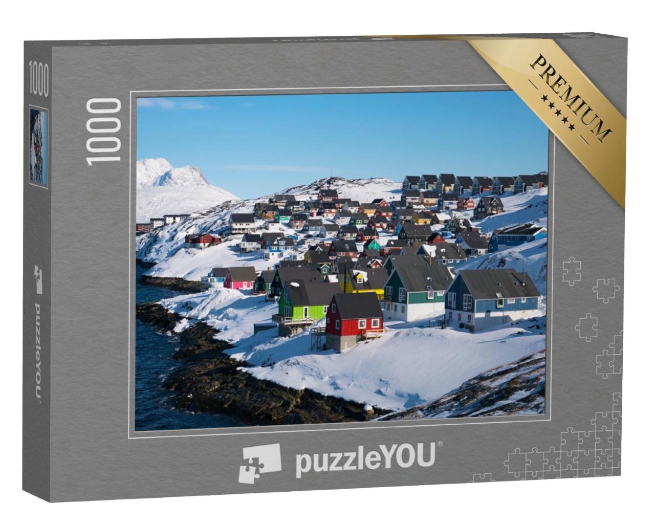 Puzzle de 1000 pièces « Maisons colorées de Myggedalen, Nuuk, Groenland »