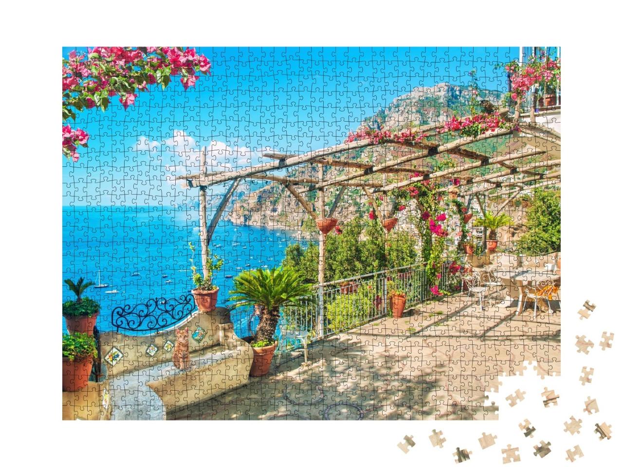 Puzzle de 1000 pièces « Vue sur la mer et les montagnes près de Positano, Côte Amalfitaine, Italie »