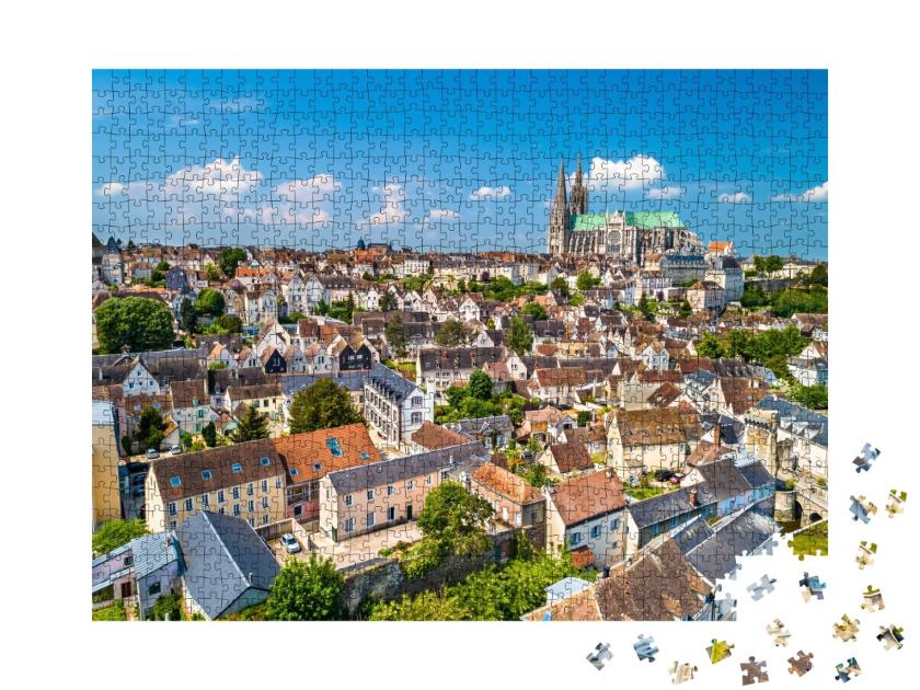 Puzzle de 1000 pièces « Vue aérienne de la ville de Chartres dans le département de l'Eure-et-Loir »