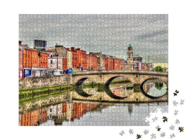 Puzzle de 1000 pièces « Vue sur le pont Mellows à Dublin, Irlande »