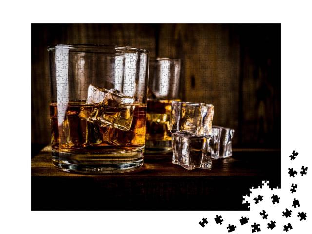 Puzzle de 1000 pièces « Deux verres à whisky avec des glaçons »