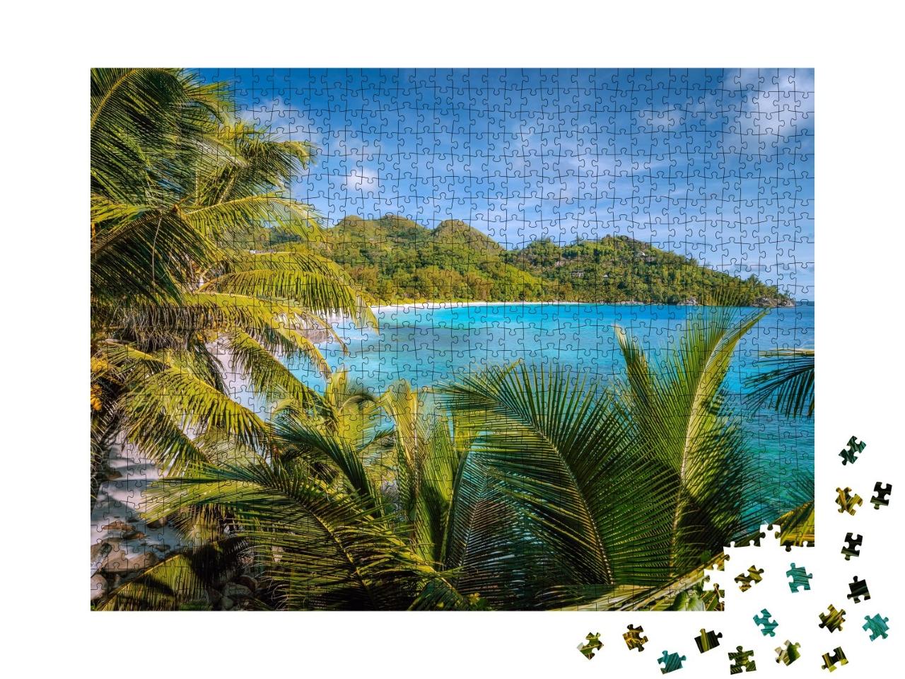 Puzzle de 1000 pièces « Paradis exotique de la plage sur l'île de Mahe, Seychelles »