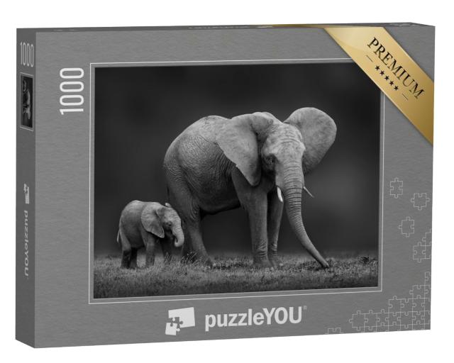 Puzzle de 1000 pièces « Eléphant d'Afrique mère et fils »