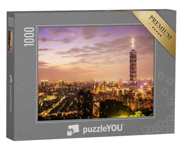 Puzzle de 1000 pièces « Skyline de Taipei avec le célèbre Taipei 101 »
