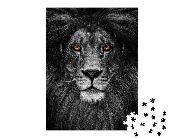 Puzzle de 1000 pièces « Portrait d'un lion au regard de feu »