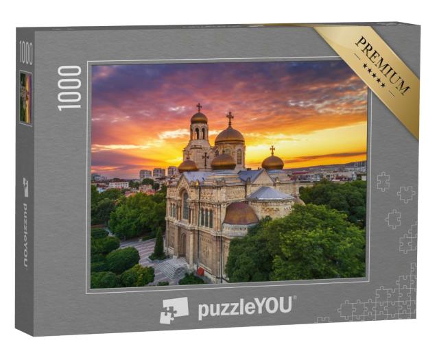 Puzzle de 1000 pièces « Coucher de soleil sur la cathédrale de l'Assomption à Varna »