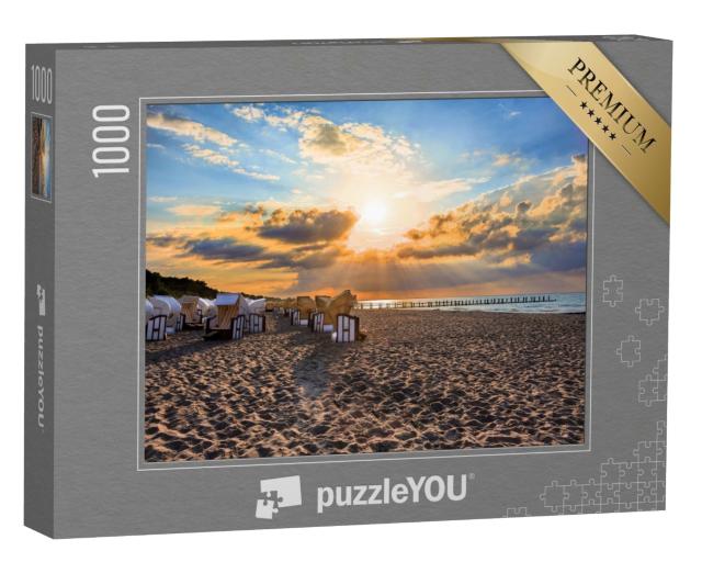 Puzzle de 1000 pièces « Coucher de soleil coloré sur la plage »