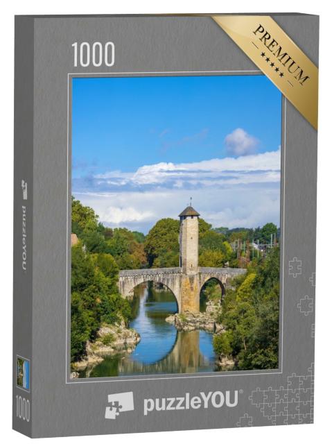 Puzzle de 1000 pièces « Pont Vieux, pont à Orthez, Nouvelle-Aquitaine, département des Pyrénées Atlantiques, France »