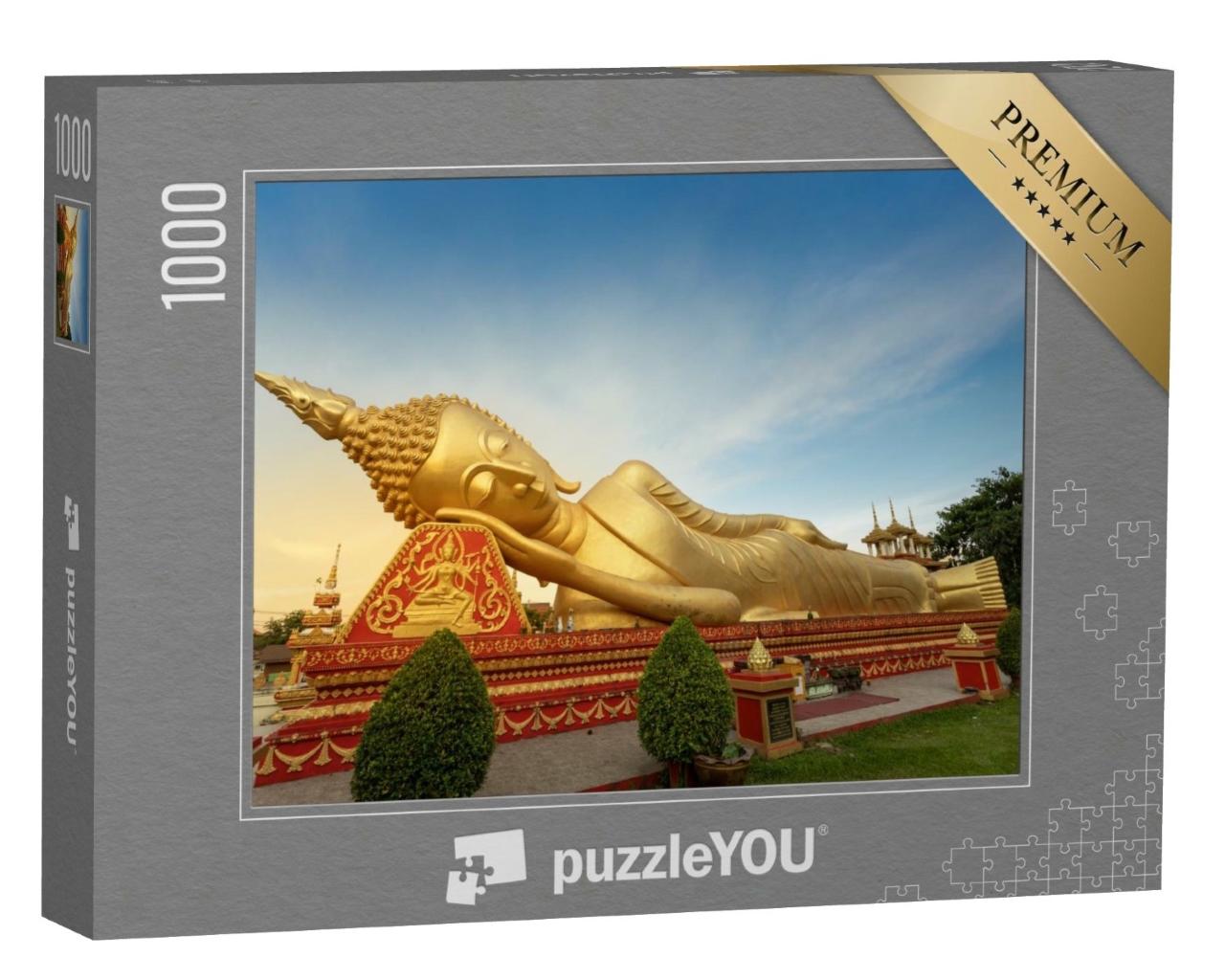 Puzzle de 1000 pièces « Statue de Bouddha couché doré à Vientiane, Laos »