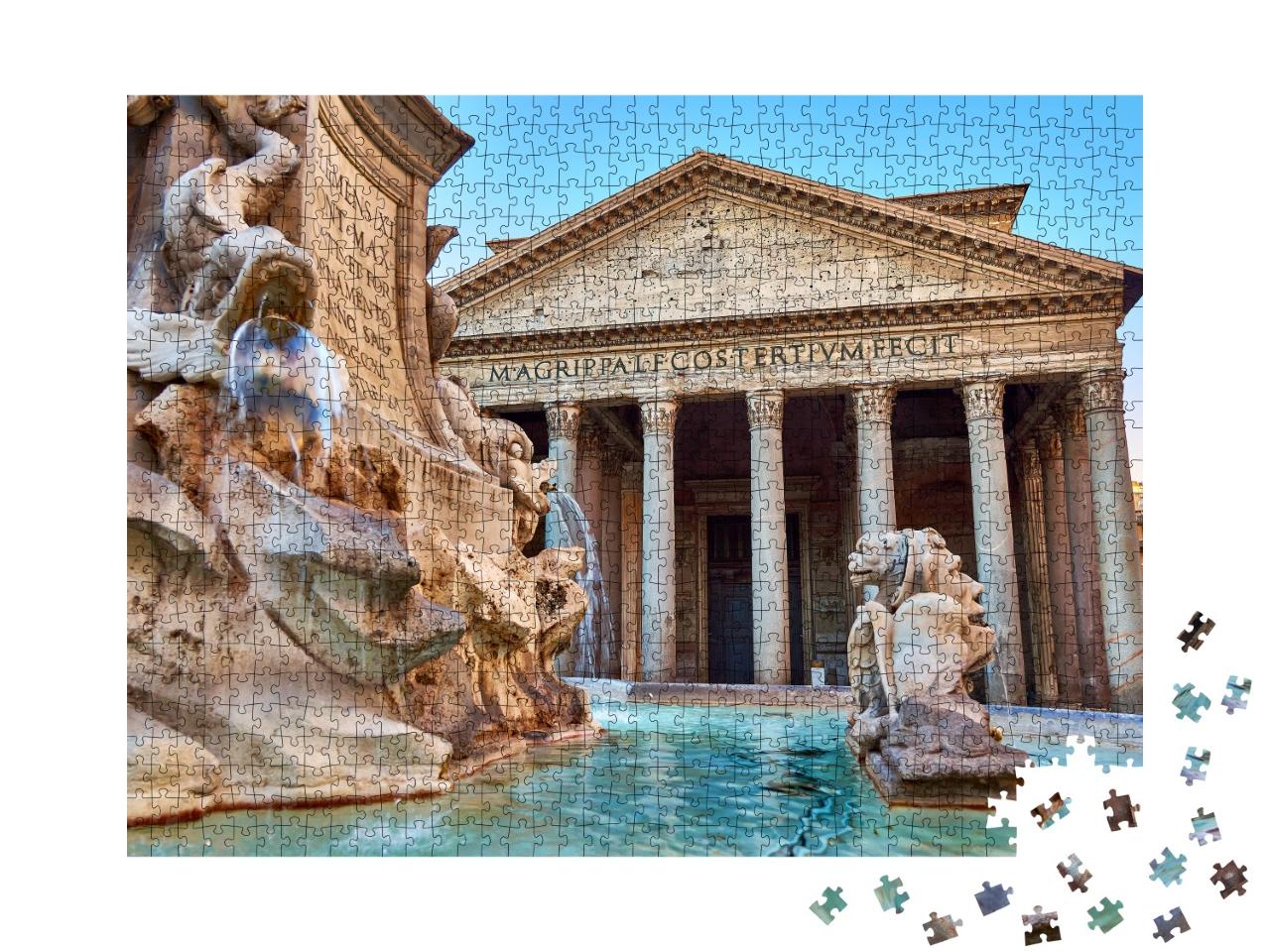 Puzzle de 1000 pièces « Vue de la fontaine du Pathéon à Rome »