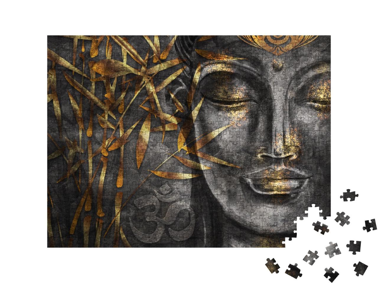 Puzzle de 500 pièces « Art numérique collage combiné avec aquarelle : Bodhisattva Buddha »
