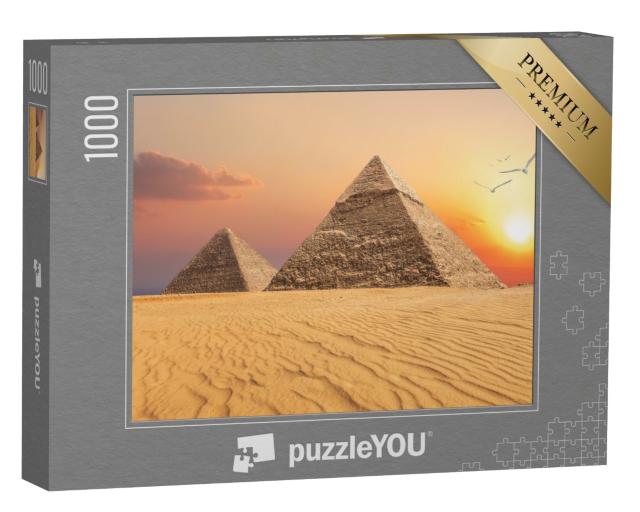 Puzzle de 1000 pièces « Pyramide de Khephren et Pyramide de Kheops, coucher de soleil, Gizeh »