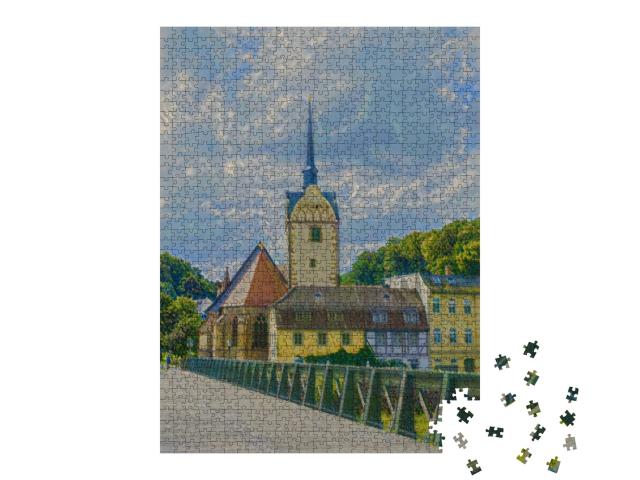 Puzzle de 1000 pièces « dans le style artistique de Claude Monet - Die Marienkirche in Gera »